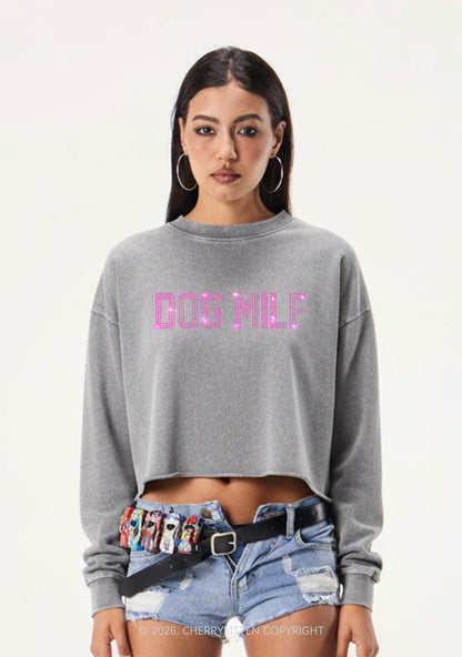 Rhinestone Dog Mxxf Y2K Crop Washed Sweatshirts Cherrykitten