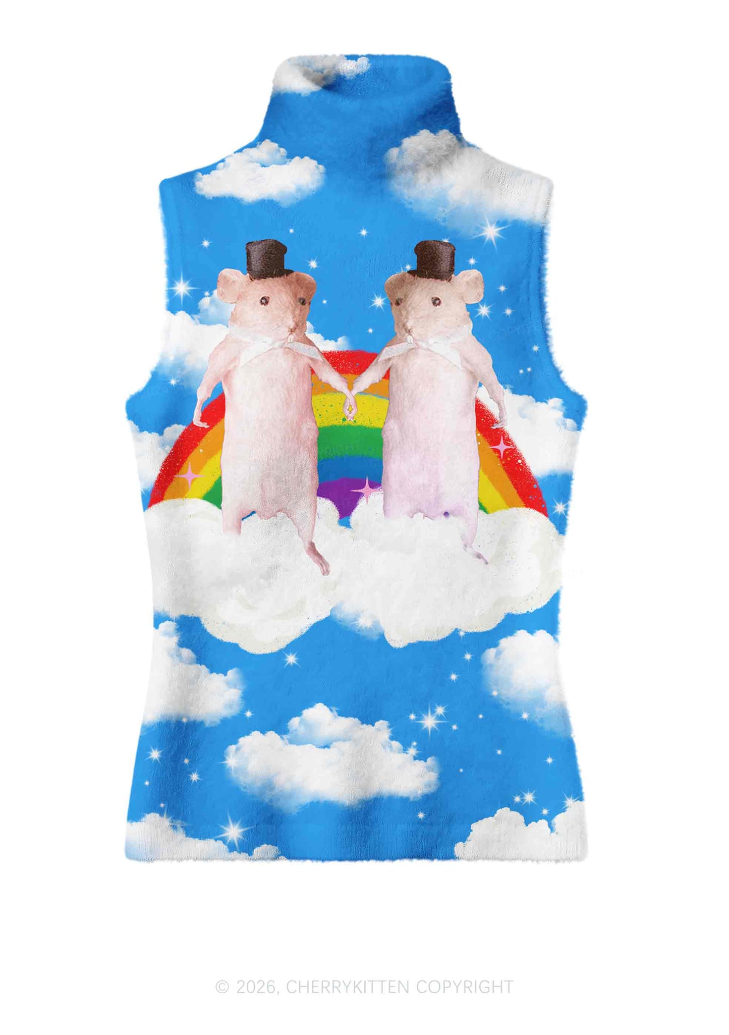 Gay Rats Pride Y2K Knit Turtleneck Tank Top Cherrykitten