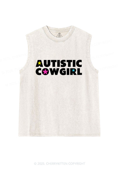 Autistic Cowgirl Y2K Washed Muscle Tank Cherrykitten