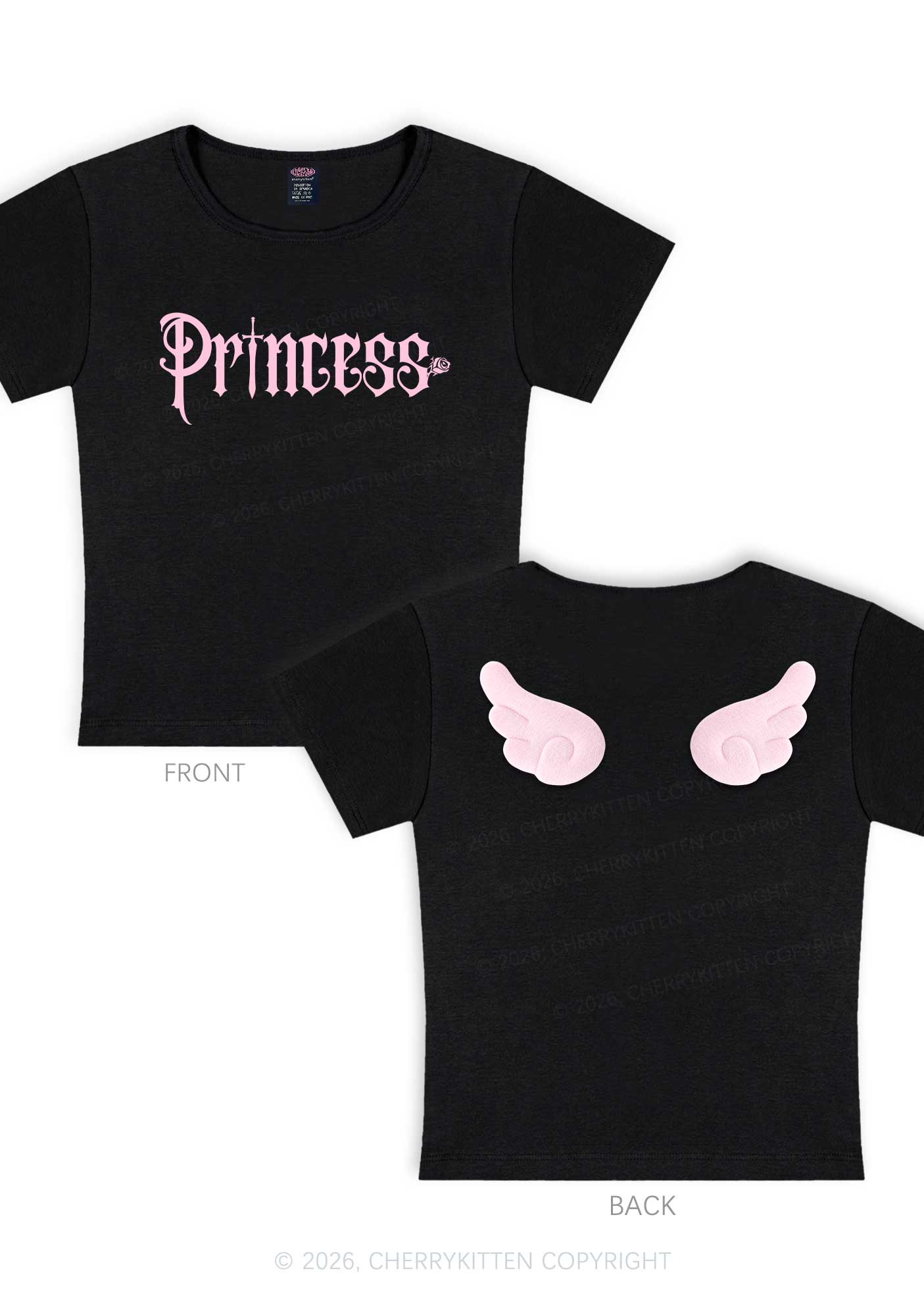 Princess Y2K Goth Angel Wings Baby Tee Cherrykitten