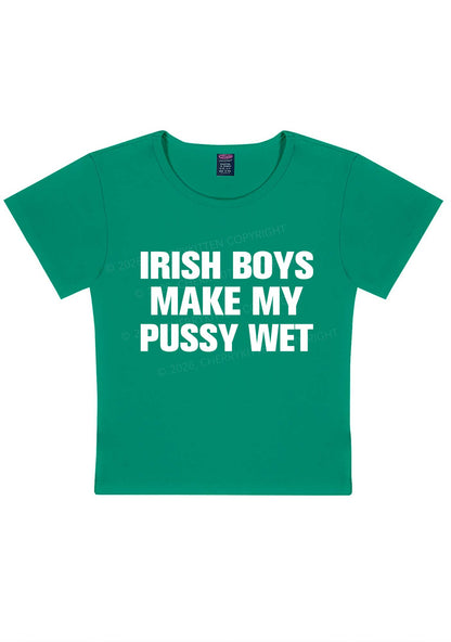 Irish Boys Make My Puxxy Wet St Patricks Y2K Baby Tee Cherrykitten