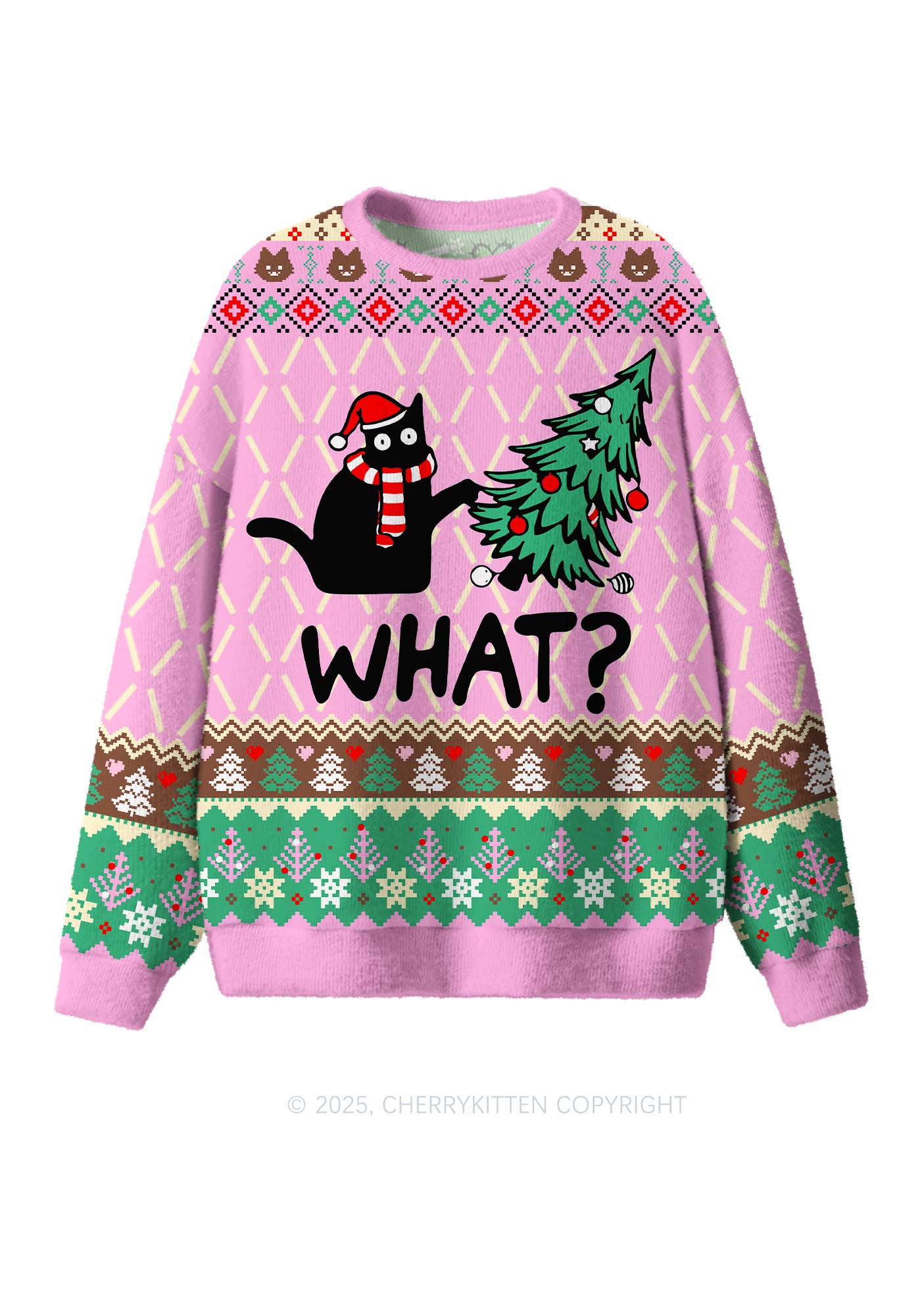 What Tree Y2K Christmas Knit Sweatshirt Cherrykitten