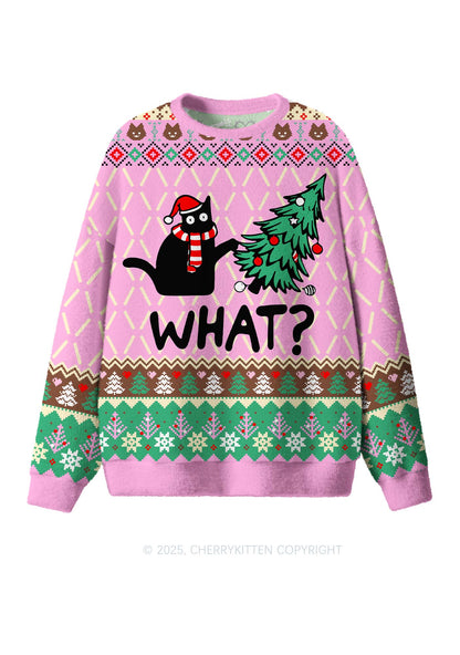 What Tree Y2K Christmas Knit Sweatshirt Cherrykitten
