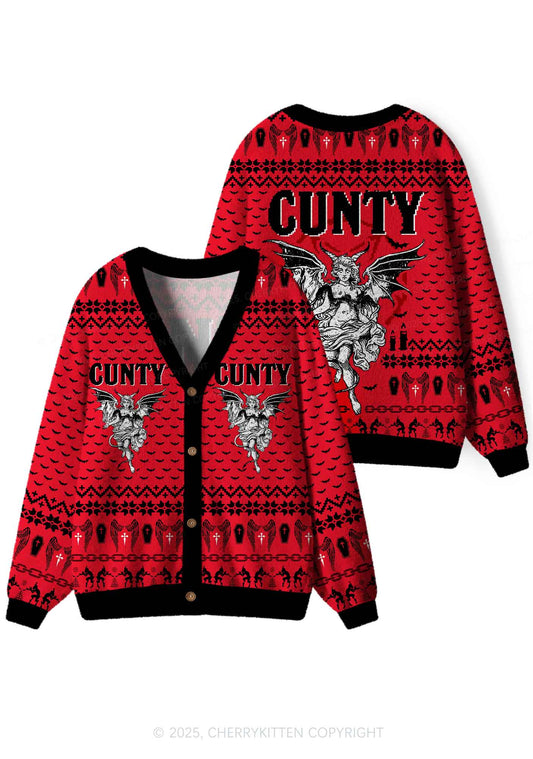 Cunty Satan Y2K Christmas Cardigan Knit Sweatshirt Cherrykitten