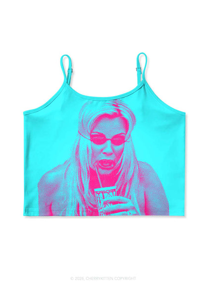 Pink Pixel JC On Mint Y2K Mesh Cami Tank Cherrykitten