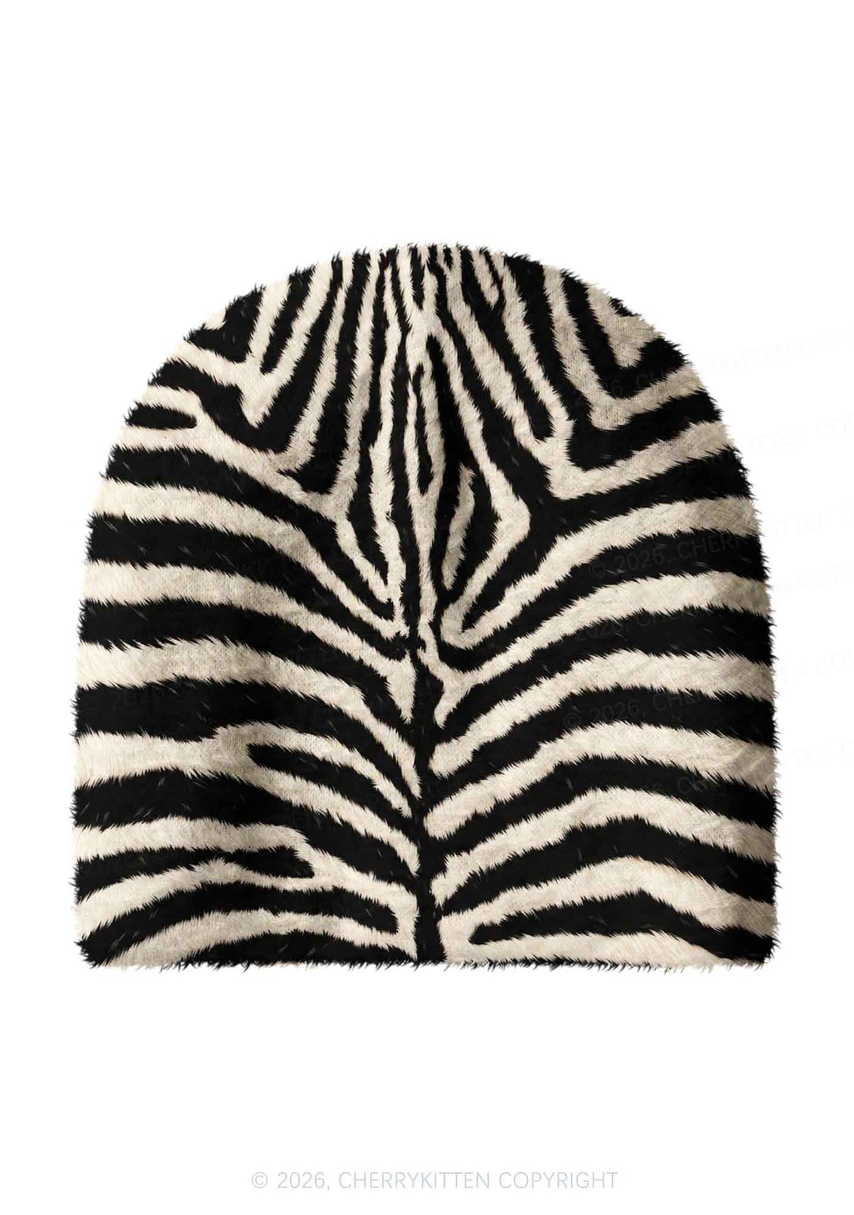 Black And White Zebra Striped Y2K Print Knit Beanie Cherrykitten