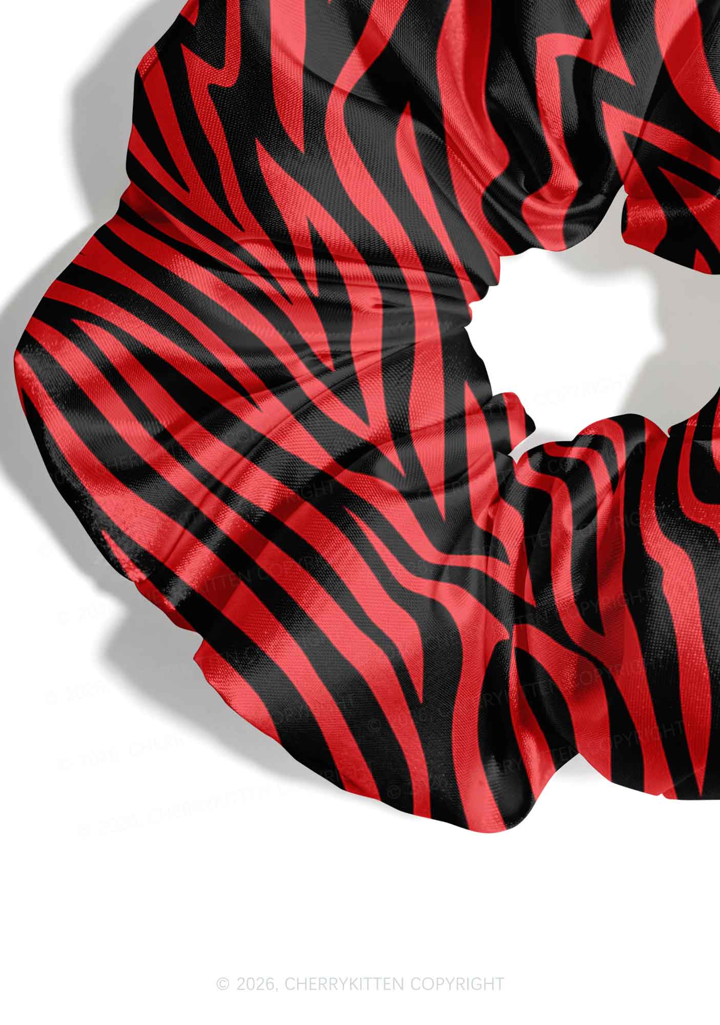 Halloween Red Zebra Stripe Y2K Hair Scrunchie Cherrykitten