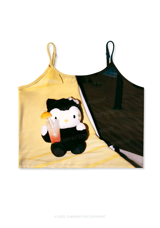Holiday Kitten Y2K Print Cami Crop Top Cherrykitten