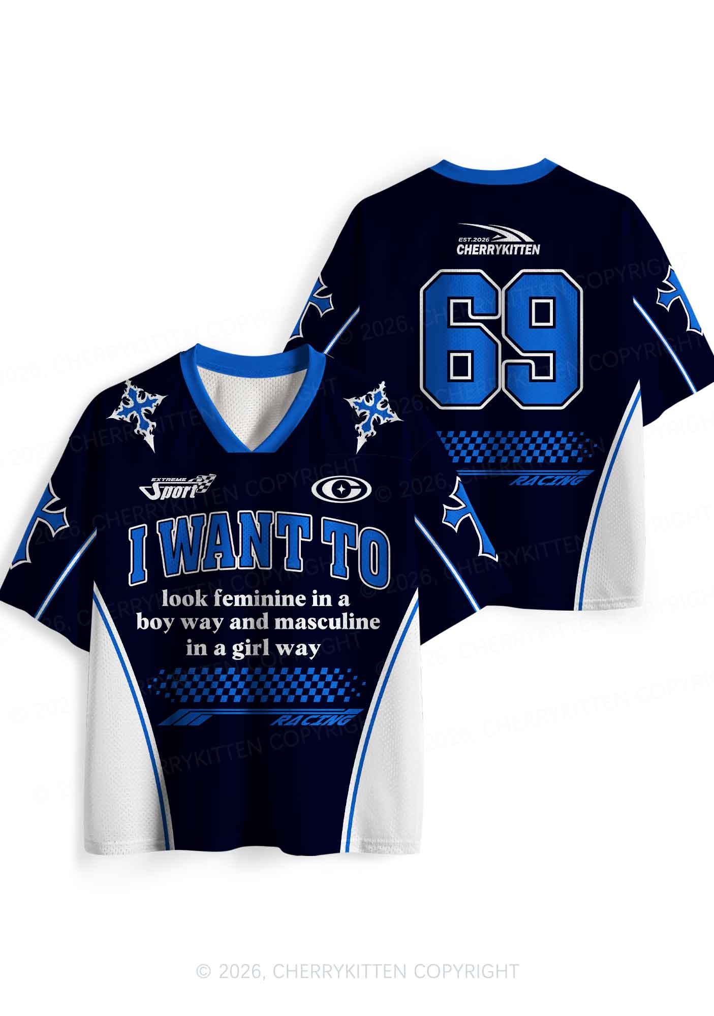 I Want To Feminine Masculine Pride Y2K Sport Jersey Shirts Cherrykitten