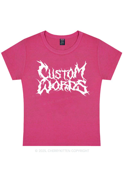 Custom Text Punk Font Y2K Baby Tee Cherrykitten