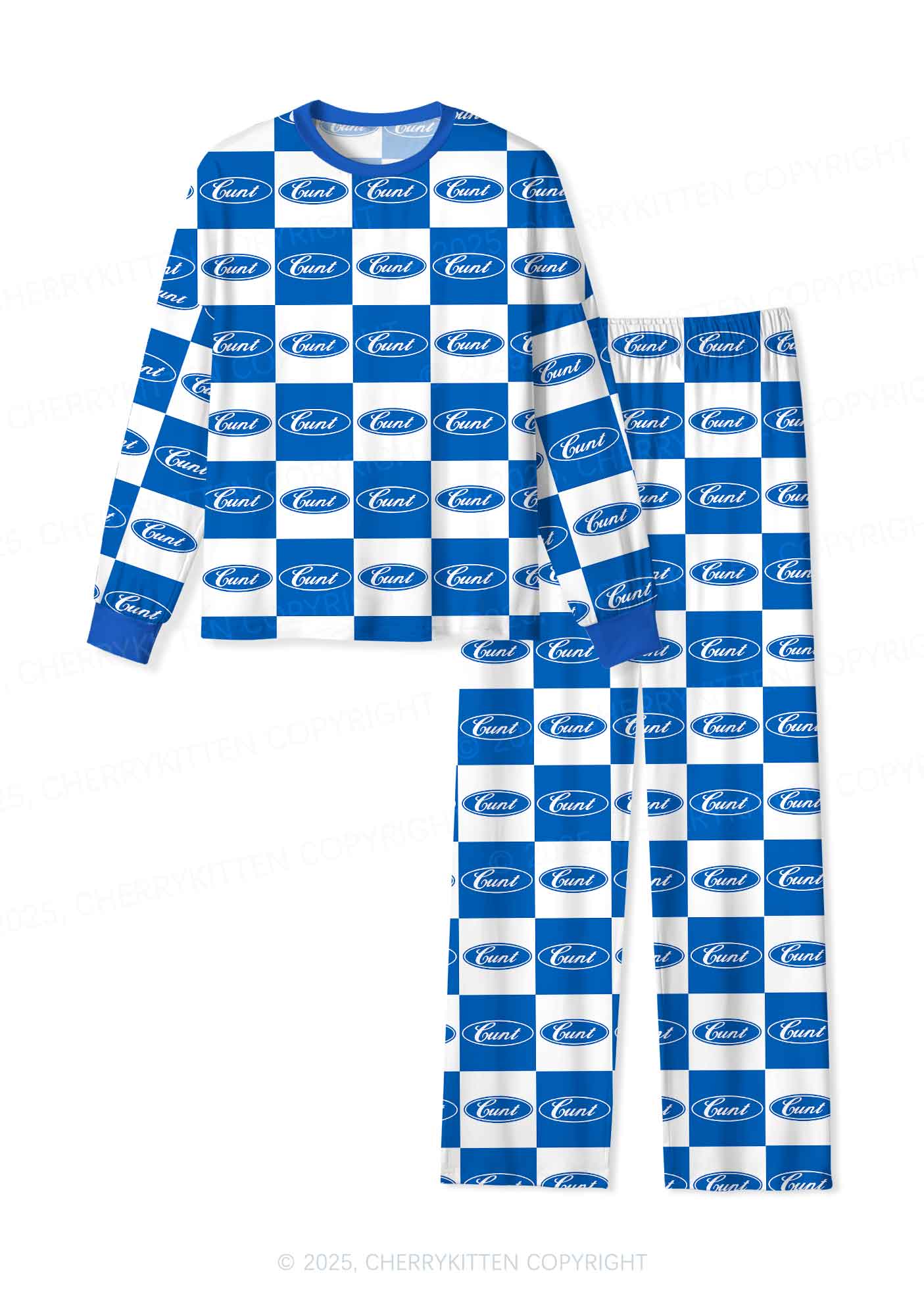 Oval Cxxt Y2K Print Long Sleeve Pajama Set Cherrykitten