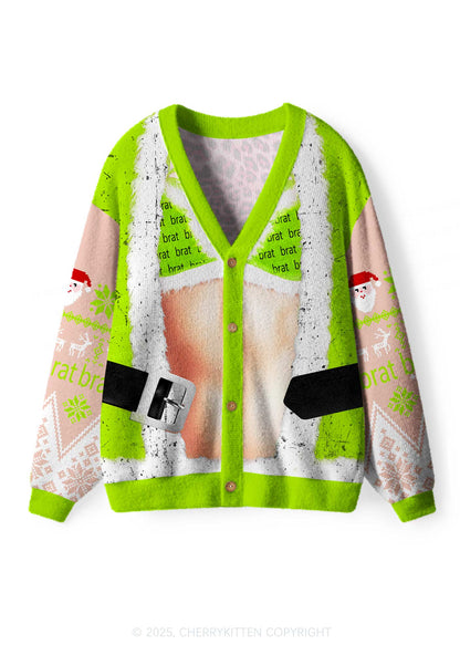 Green Bikini Santa Y2K Christmas Cardigan Knit Sweatshirt Cherrykitten