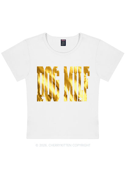Dog Mxxf Silver Foil Printed Y2K Baby Tee Cherrykitten