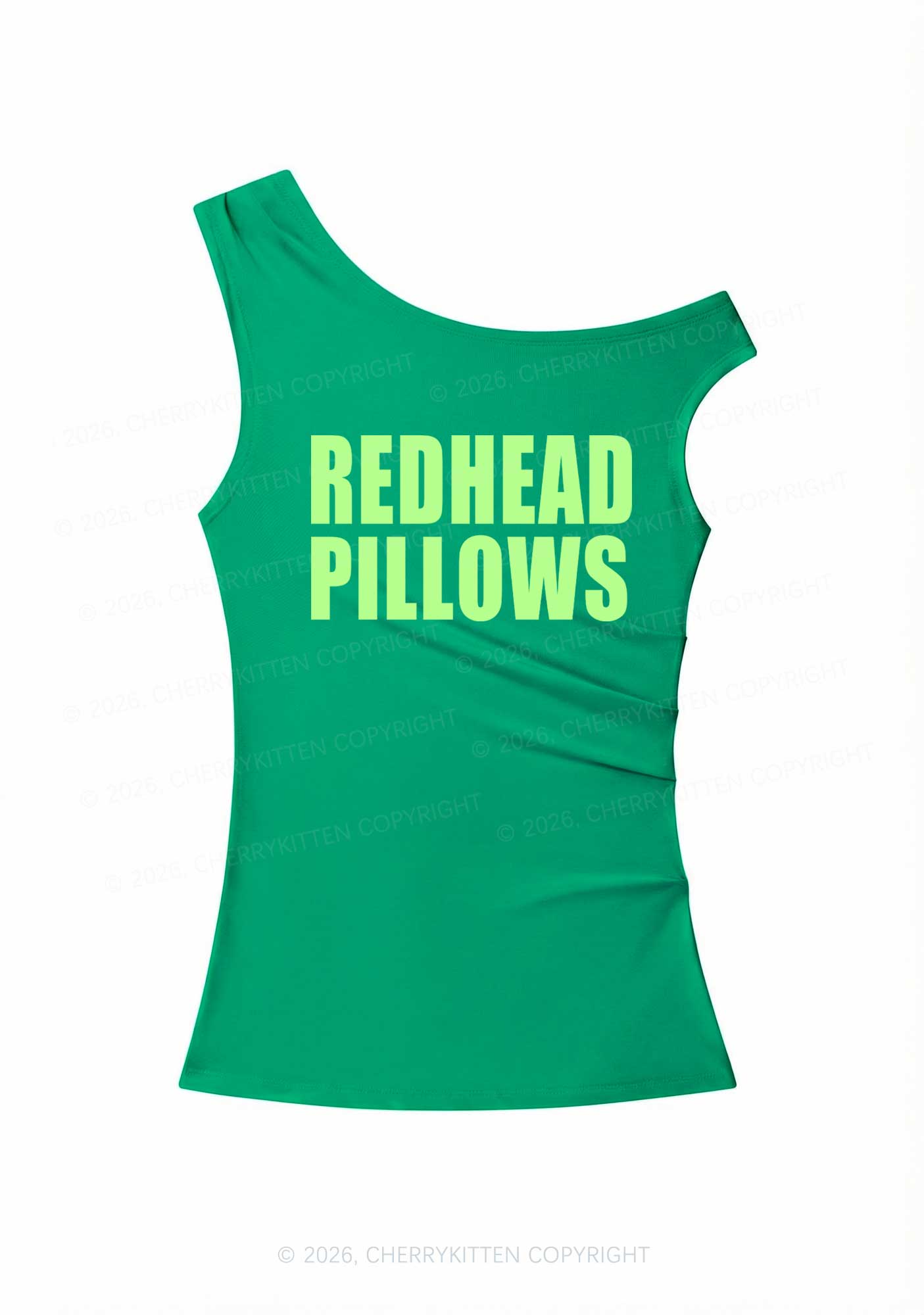 Redhead Pillows St Patricks Y2K Off Shoulder Tank Top Cherrykitten