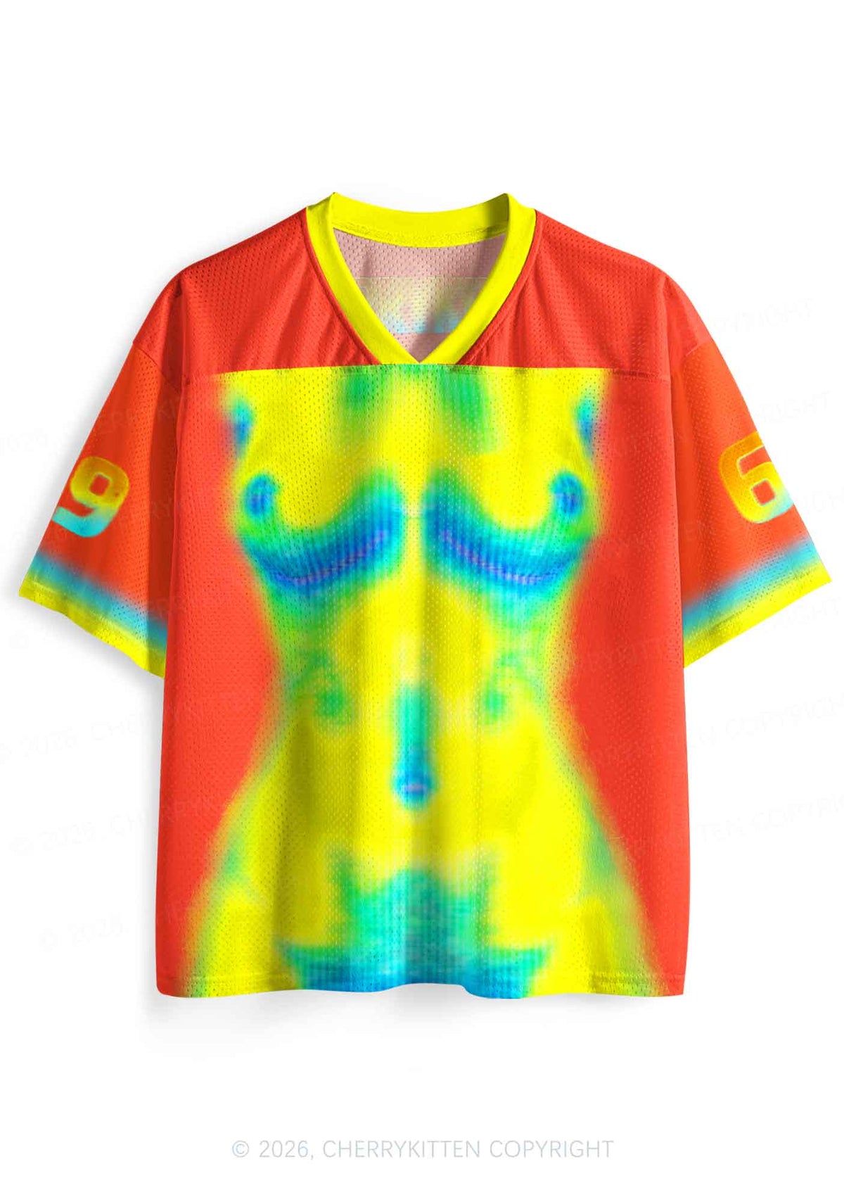 Orange Thermal Female Body Y2K Sport Jersey Shirts Cherrykitten