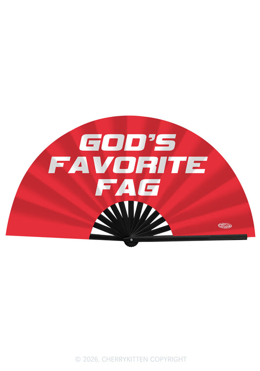 Red Gods Favorite Fag Pride Y2K Rave Hand Fan Cherrykitten
