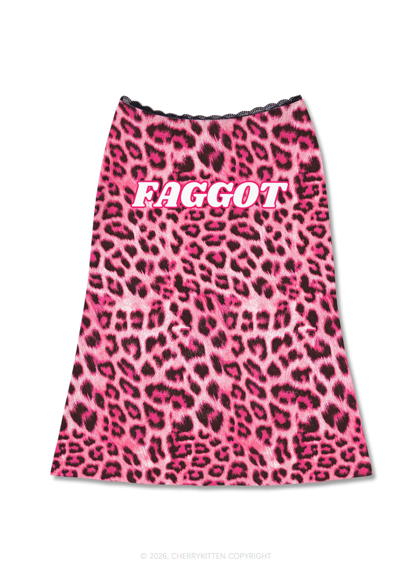 Pink Leopard Faggot Pride Y2K Print Midi Skirt Cherrykitten