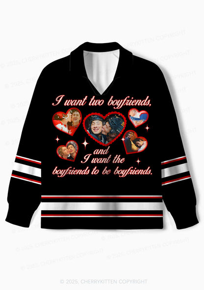 Black I Want Two Boyfriends HR Y2K Long Sleeve Sport Jersey Shirts Cherrykitten