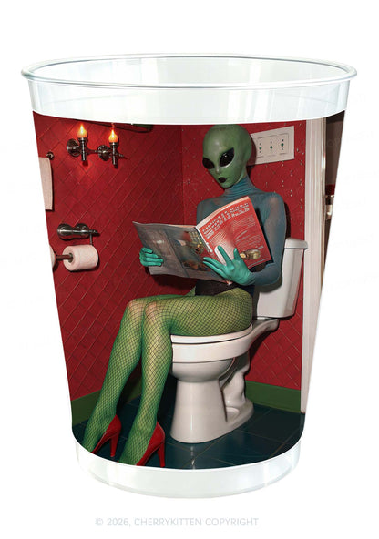 Alien On Toilet Y2K Halloween Plastic Cup Cherrykitten