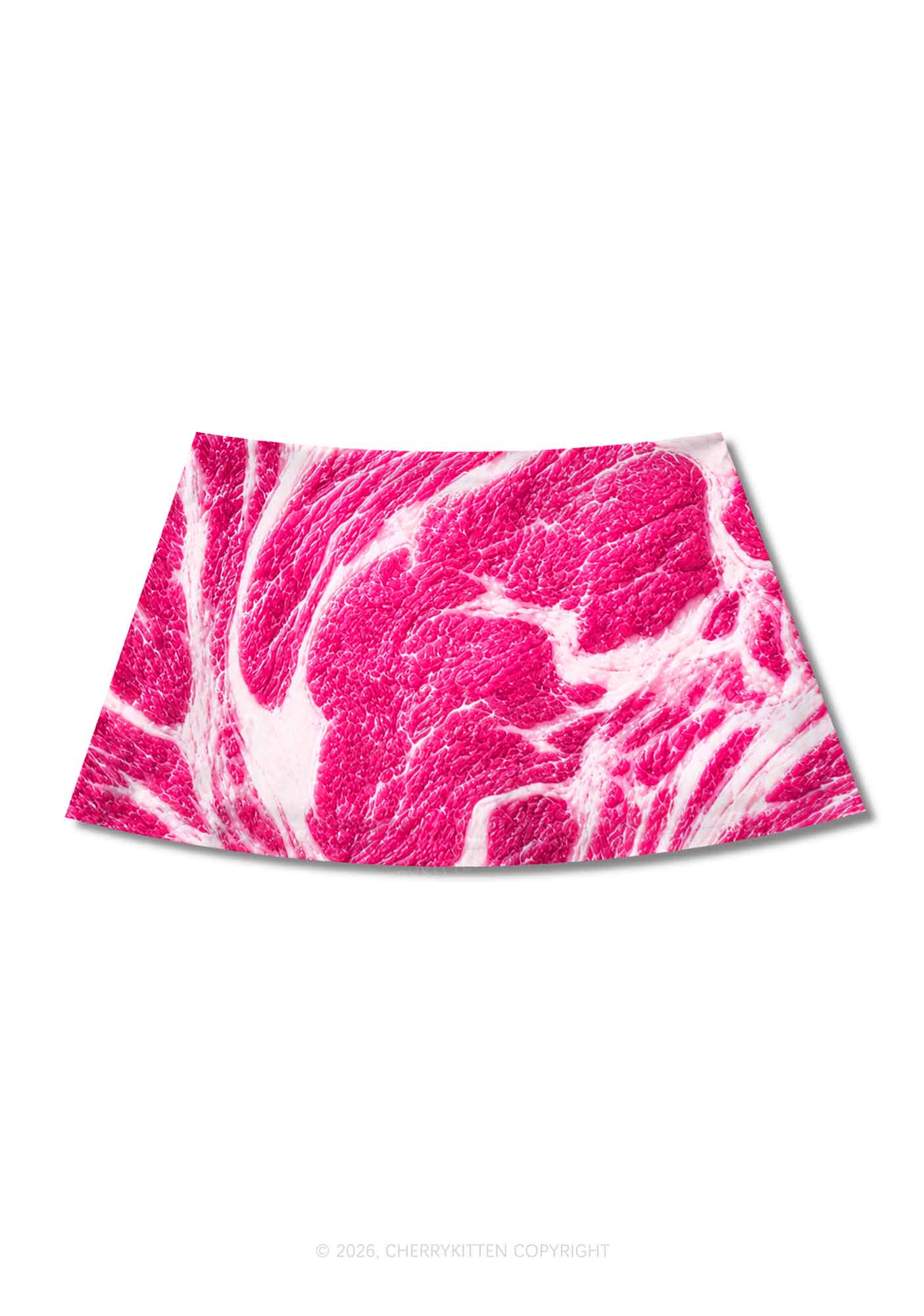 Halloween Pink Beef Texture Y2K Print Mini Skirt Cherrykitten