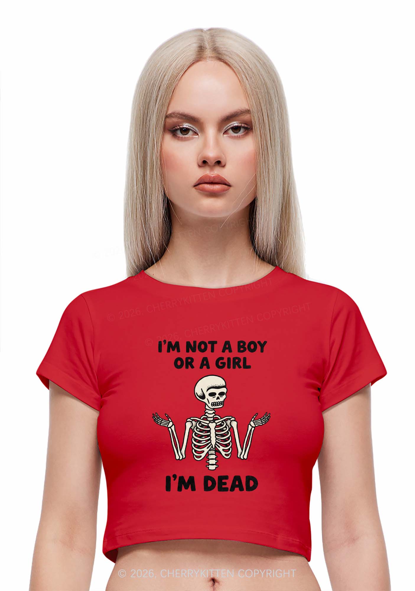 Im Not A Boy Or A Girl Pride Y2K Baby Tee Cherrykitten