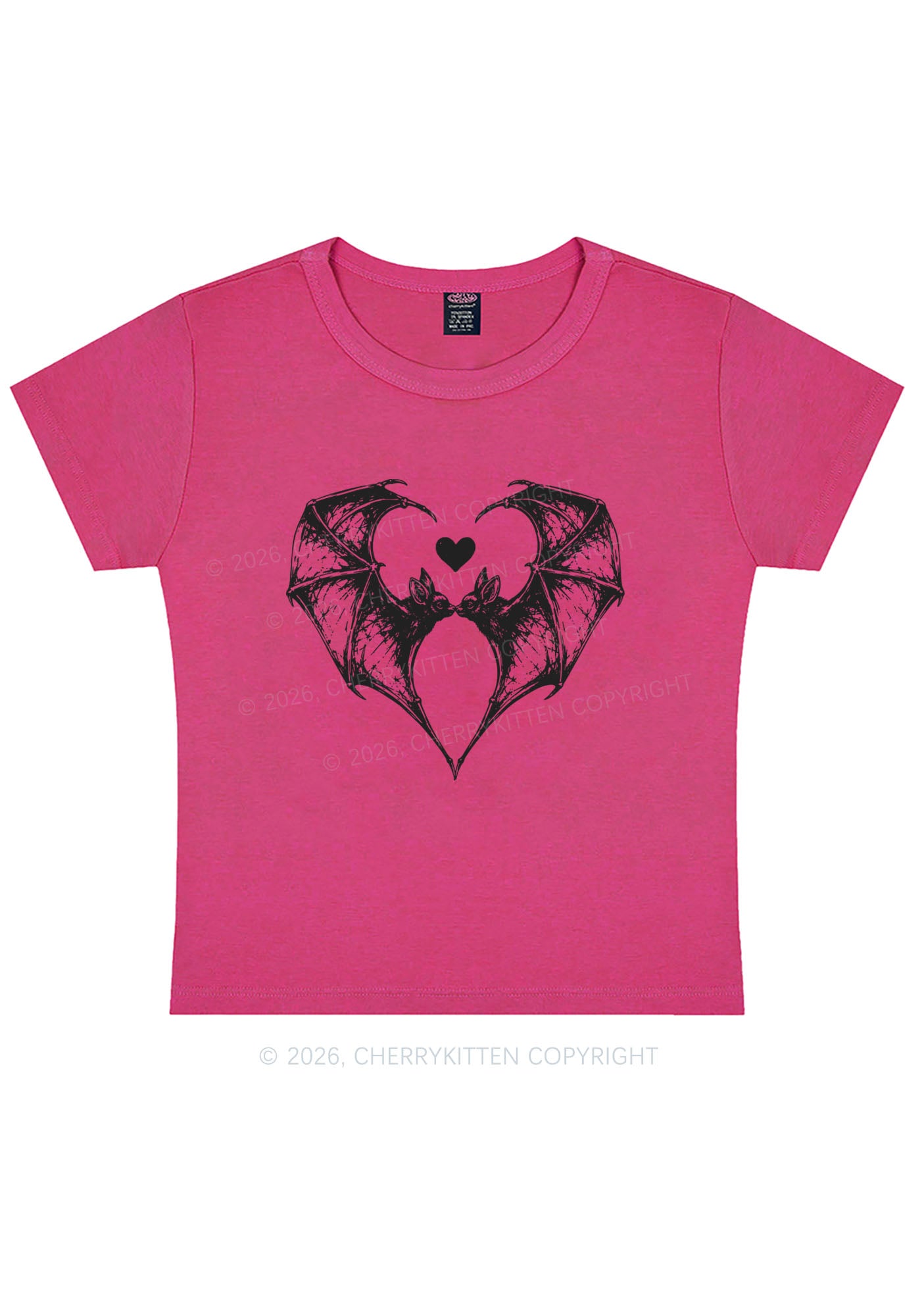 Halloween Bat Heart Y2K Baby Tee Cherrykitten