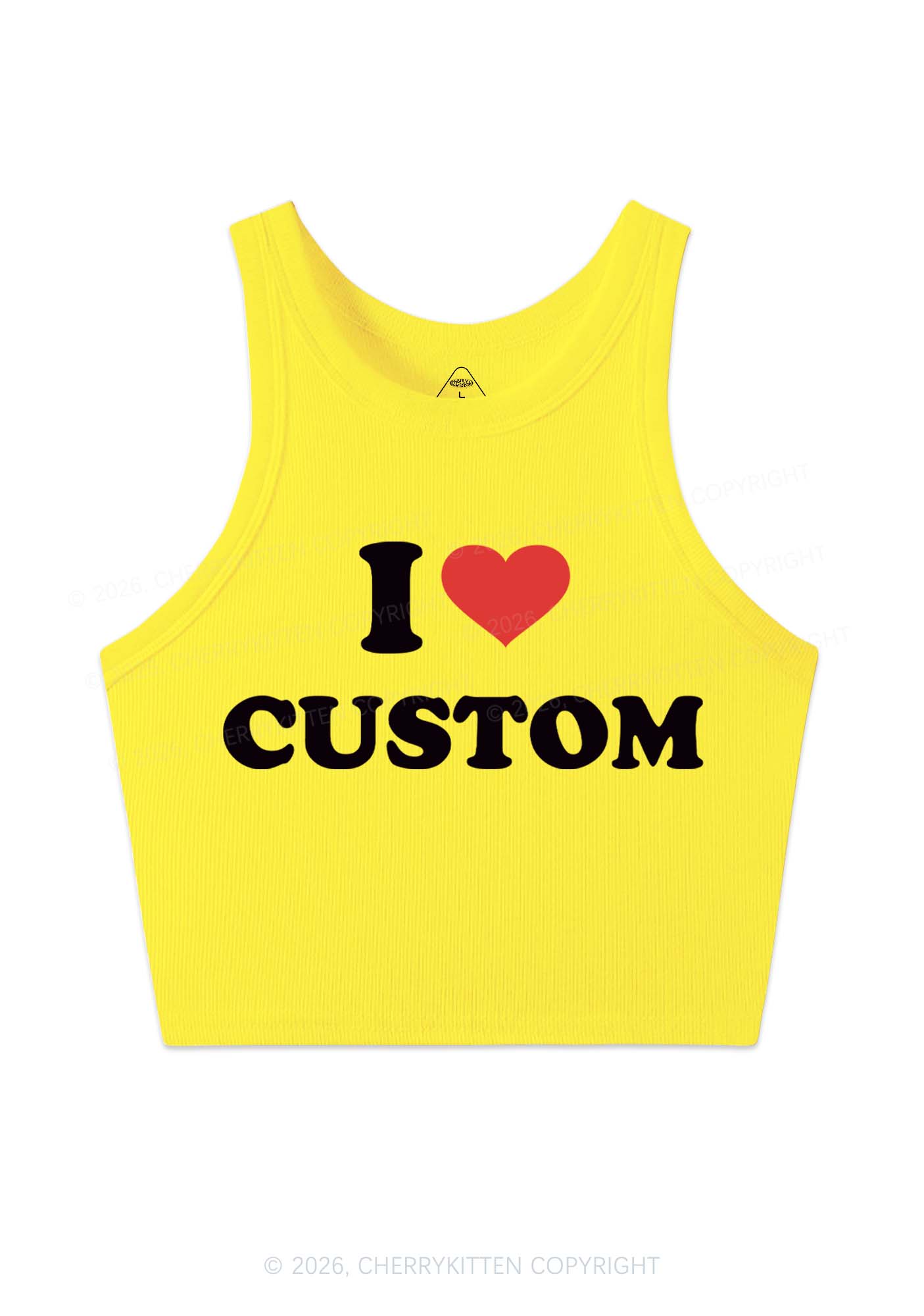 I Love Custom Personalized Y2K Crop Tank Top Cherrykitten