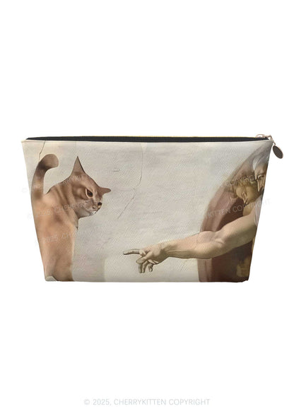 God Give Cat Y2K Leather Makeup Bag Cherrykitten