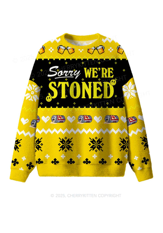 Sorry We Are Stoned Y2K Christmas Knit Sweatshirt Cherrykitten