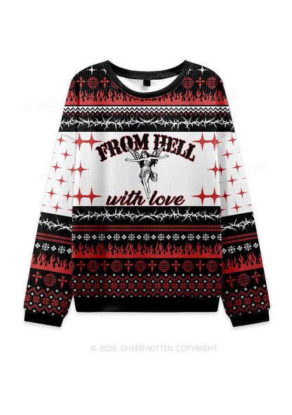 From Hell With Love Y2K Knit Sweatshirt Cherrykitten