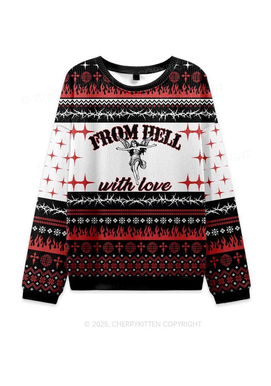 From Hell With Love Y2K Knit Sweatshirt Cherrykitten