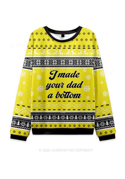 Made Your Dad Bottom Pride Y2K Christmas Knit Sweatshirt Cherrykitten