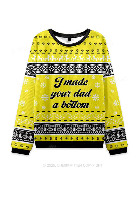 Made Your Dad Bottom Pride Y2K Christmas Knit Sweatshirt Cherrykitten