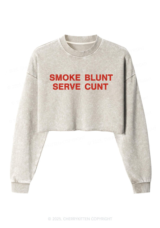 Smoke Blunt Y2K Crop Washed Sweatshirts Cherrykitten