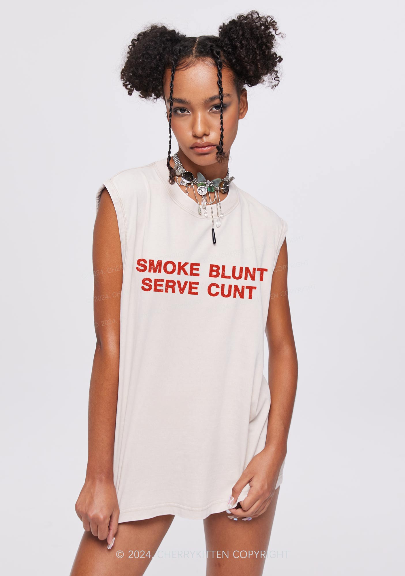 Smoke Blunt Y2K Washed Tank Cherrykitten