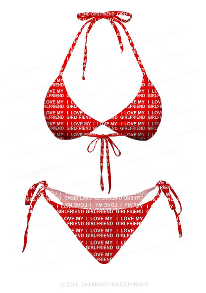 I Love My Girlfriend Y2K Print Bikini Set Cherrykitten