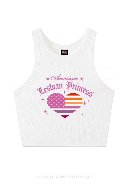 American Lesbian Princess Flag Pride Y2K Crop Tank Top Cherrykitten