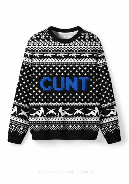 Black Cxxt Y2K Christmas Knit Sweatshirt Cherrykitten