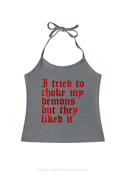 Halloween Choke Demons They Liked Y2K Halter Neck Cami Cherrykitten