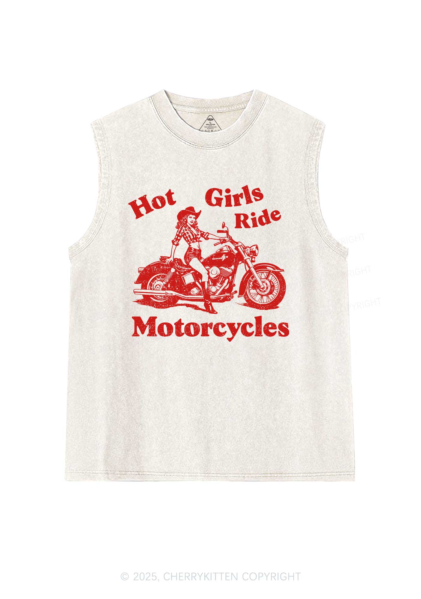 Hot Girls Ride Motorcycles Y2K Washed Muscle Tank Cherrykitten