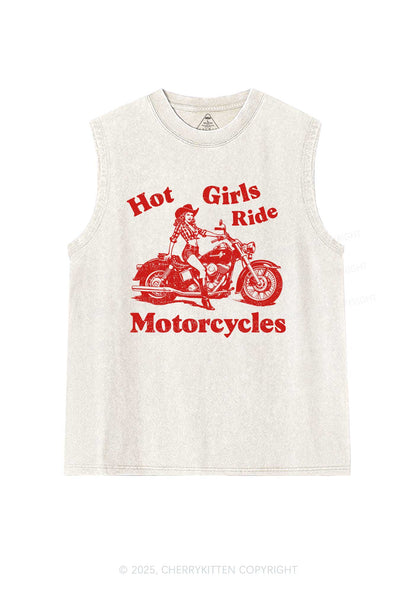Hot Girls Ride Motorcycles Y2K Washed Muscle Tank Cherrykitten