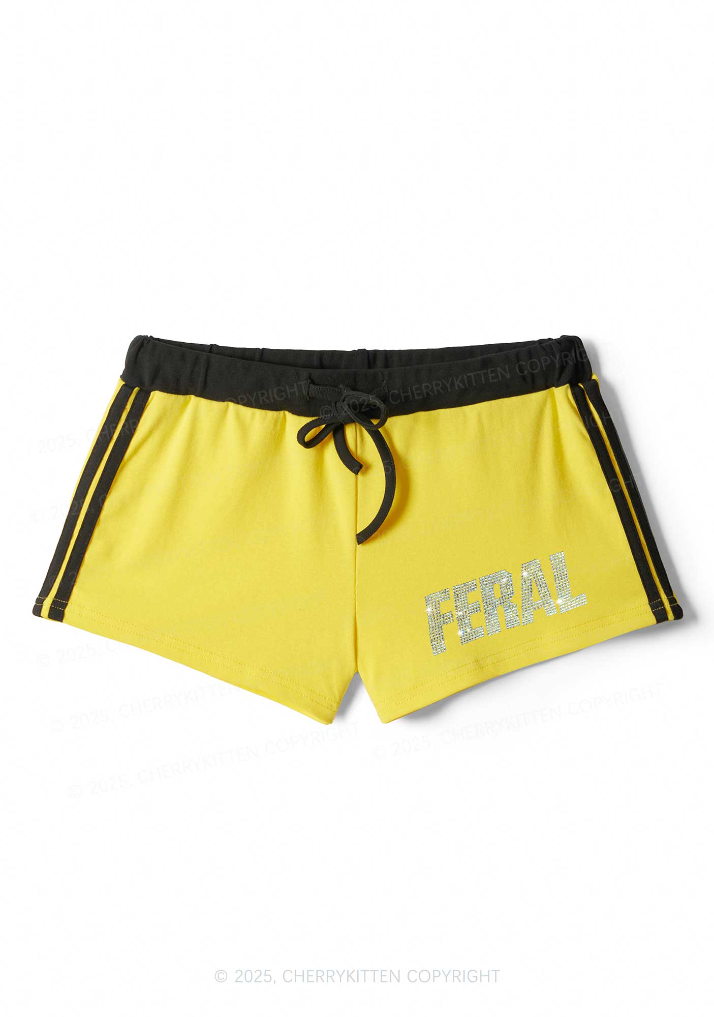 Rhinestone Mini Feral Y2K Drawstring Mini Shorts Cherrykitten