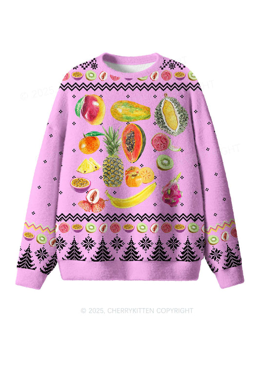 Fruity Y2K Christmas Knit Sweatshirt Cherrykitten