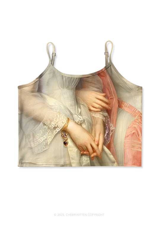 Sapphic Hands Pride Y2K Print Cami Crop Top Cherrykitten