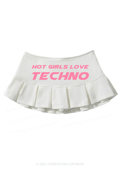 Hot Girls Love Techno Y2K Mini Pleated Skirts Cherrykitten