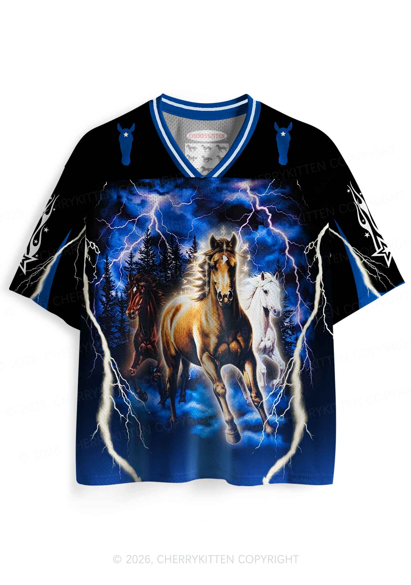 Horses In Lightning Y2K Sport Jersey Shirts Cherrykitten
