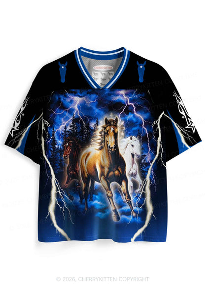 Horses In Lightning Y2K Sport Jersey Shirts Cherrykitten