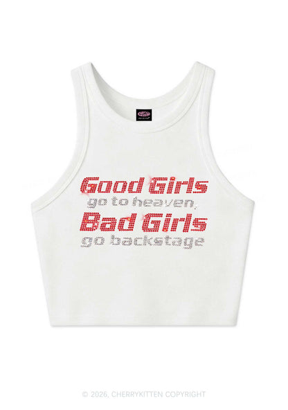 Rhinestone Bad Girls Go Backstage Y2K Crop Tank Top Cherrykitten