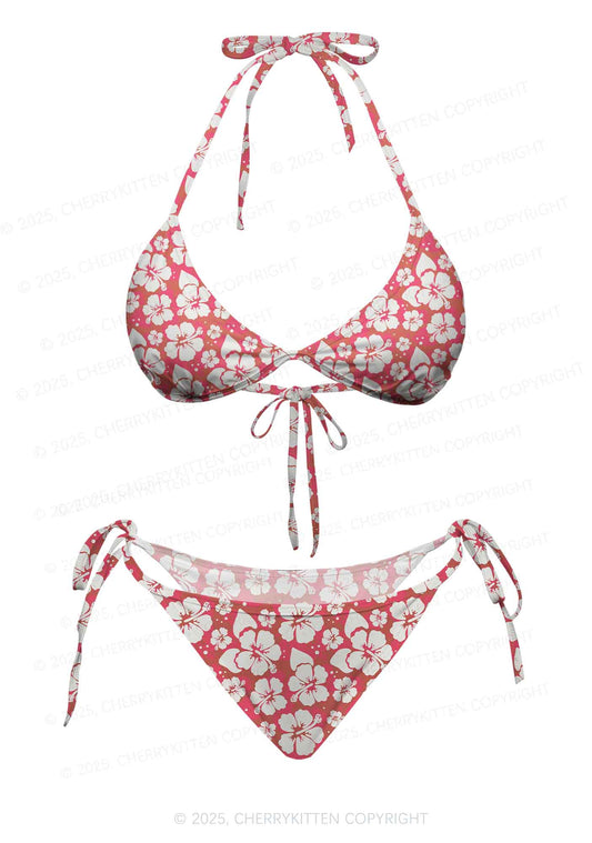 Tropical Flower Y2K Print Bikini Set Cherrykitten
