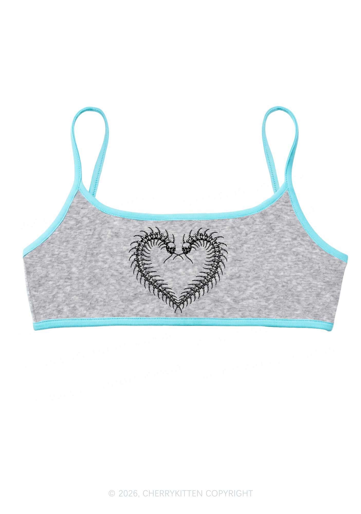 Halloween Centipede Heart Shape Y2K Super Crop Cami Cherrykitten